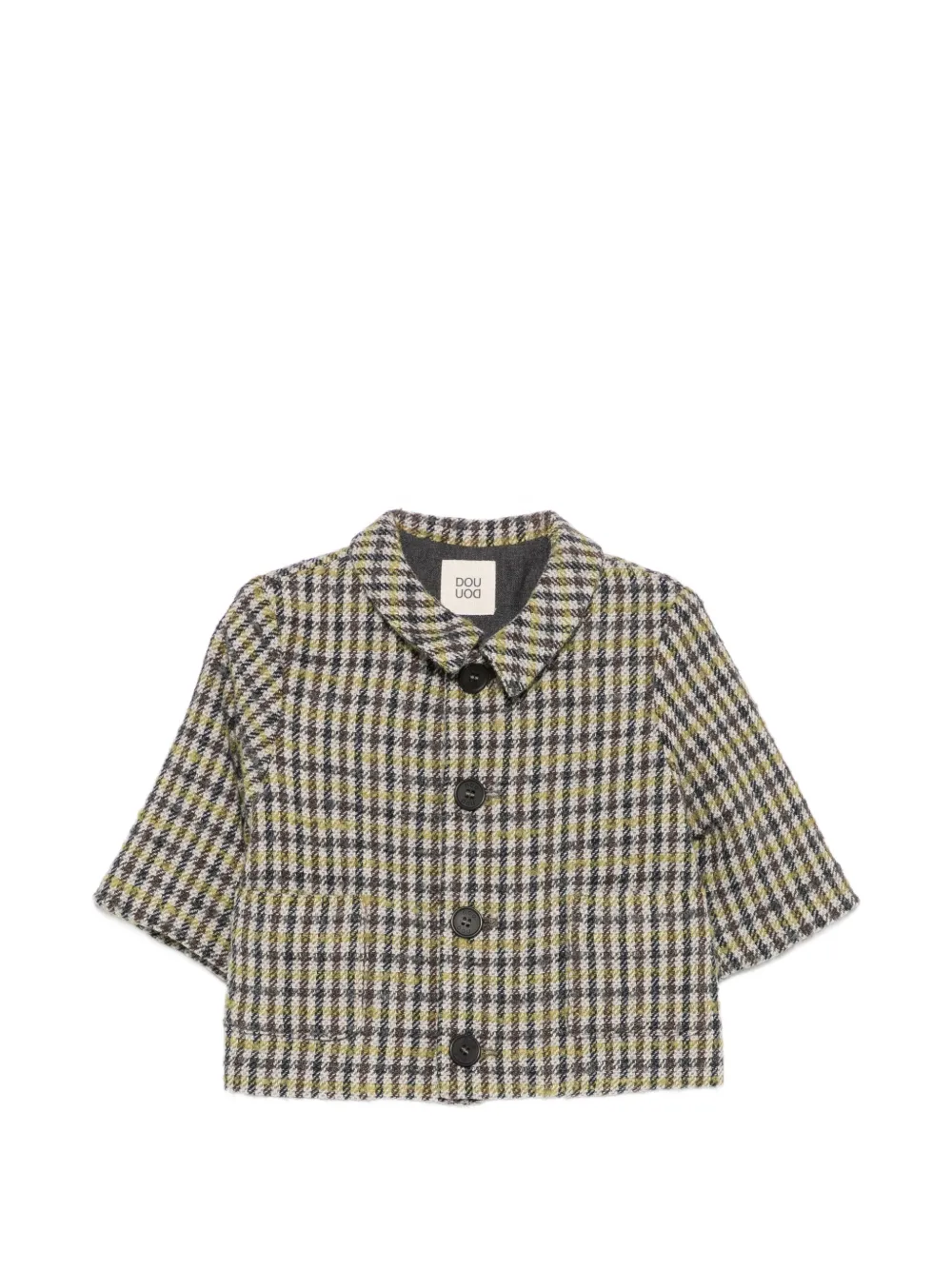 Douuod Kids check-pattern button-up jacket - Nude