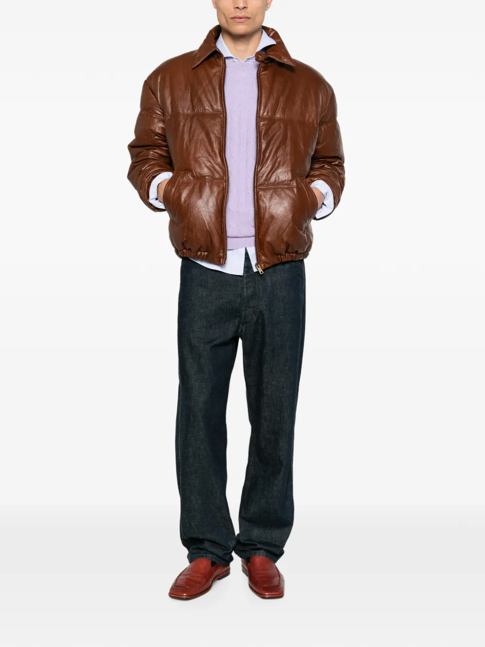 Prada Leren jack Bruin