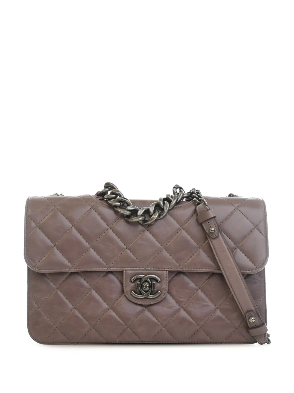 CHANEL Pre-Owned 2016-2017 Large Quilted Aged Calfskin Perfect Edge Flap satchel - Viola