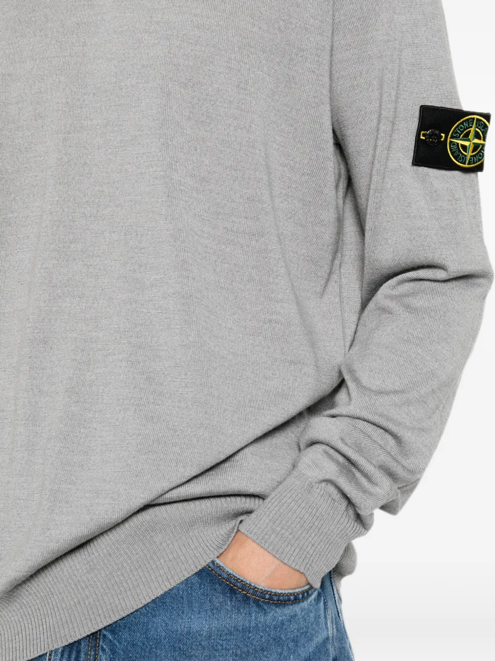 Stone Island logo-patch crew neck sweater Grijs