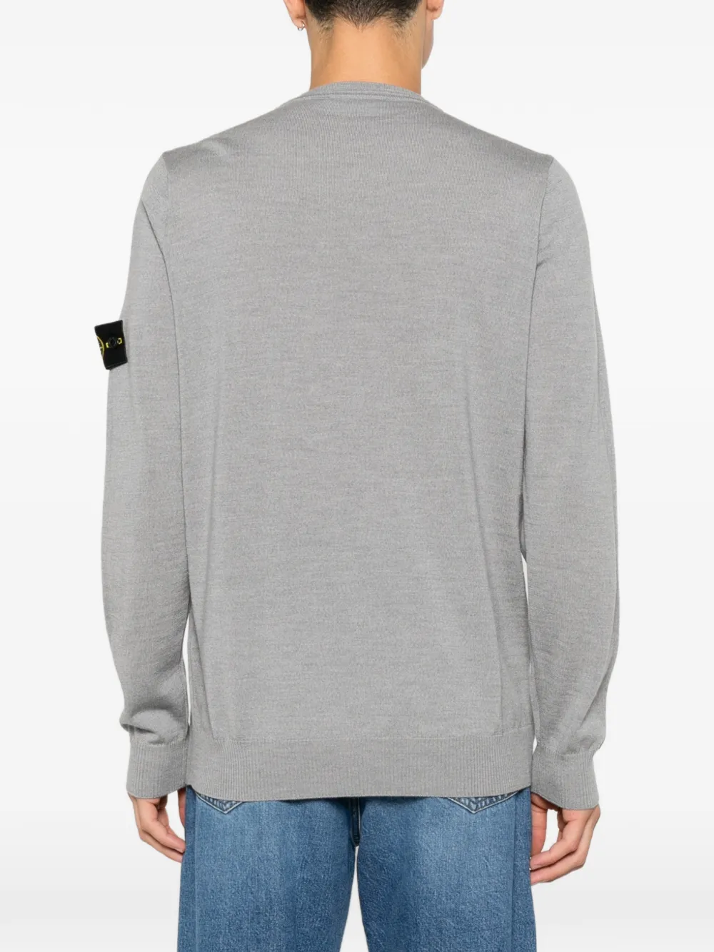 Stone Island logo-patch crew neck sweater Grijs