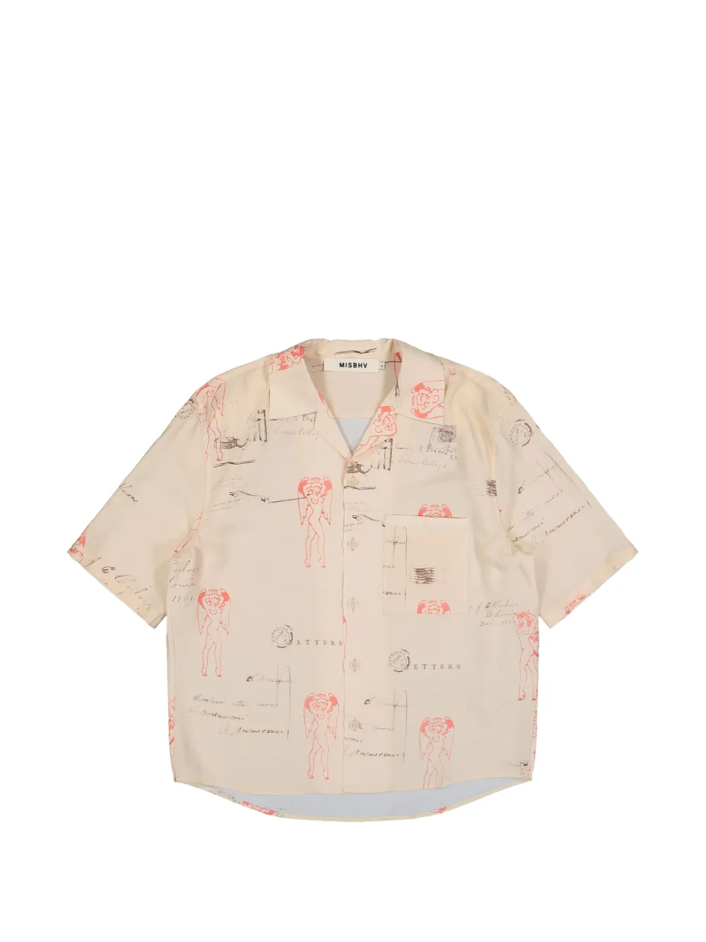 MISBHV postcard-print bowling-collar shirt | Neutrals | Image 1