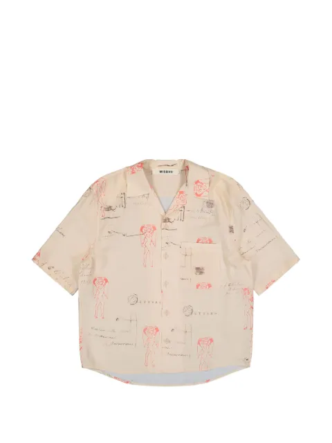 MISBHV postcard-print bowling-collar shirt