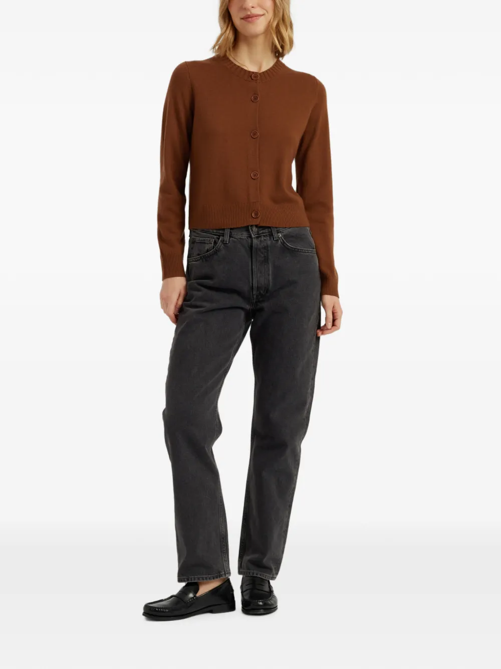Chinti & Parker Basics vest met ronde hals en knopen Bruin
