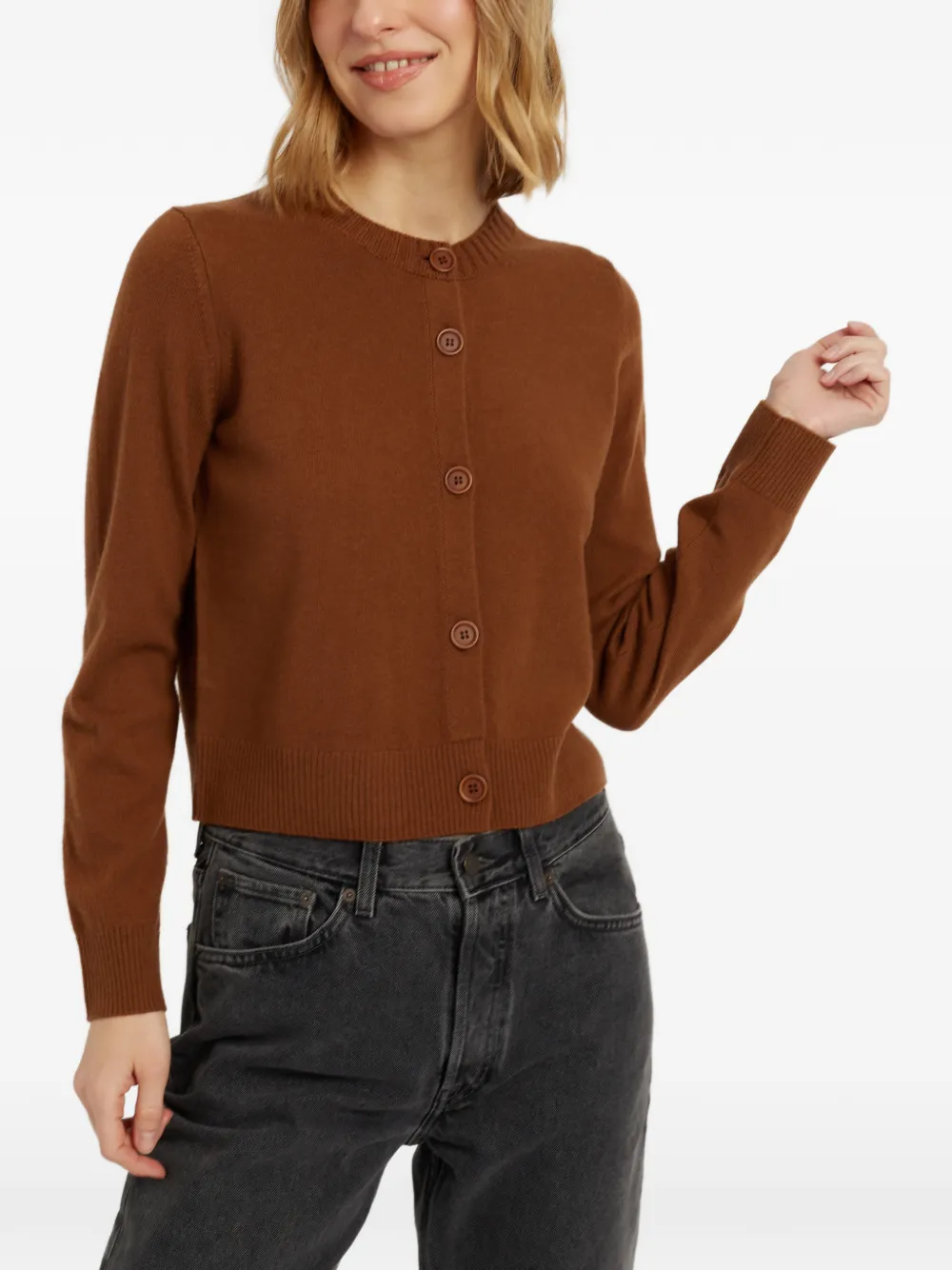 Chinti & Parker Basics vest met ronde hals en knopen Bruin