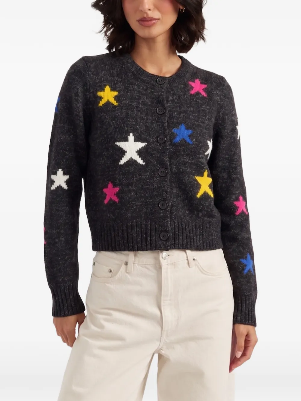 Chinti & Parker Vest met ronde hals en ster-intarsia Zwart