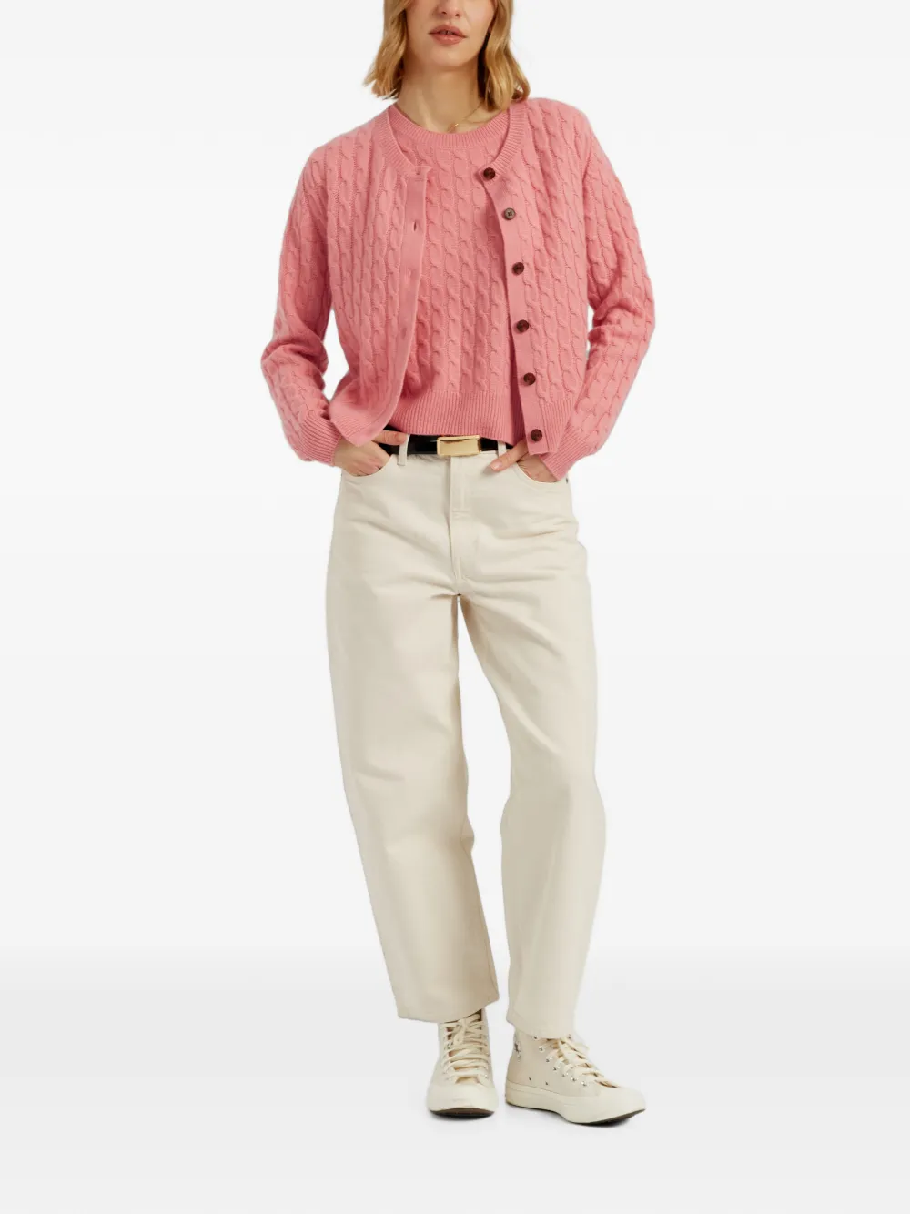 Chinti & Parker Kabelgebreid vest Roze