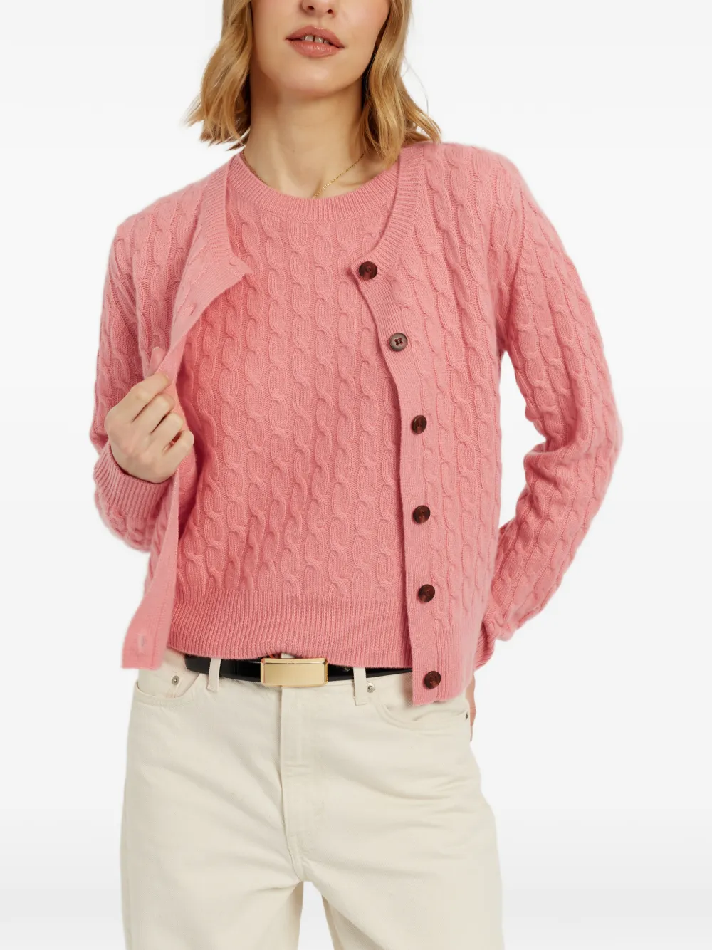 Chinti & Parker Kabelgebreid vest Roze