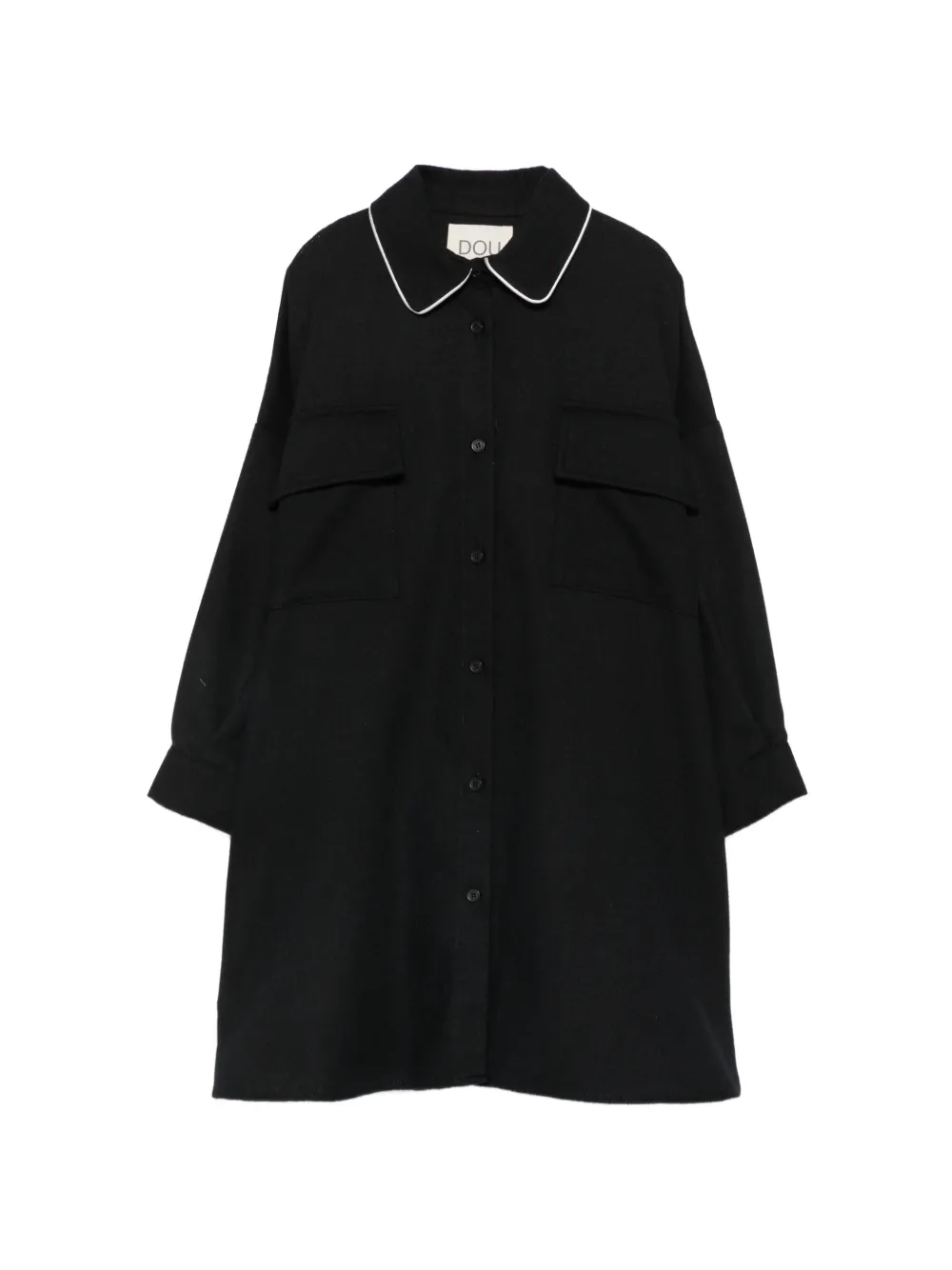Douuod Kids contrast-piping chest-pockets shirt dress - Schwarz