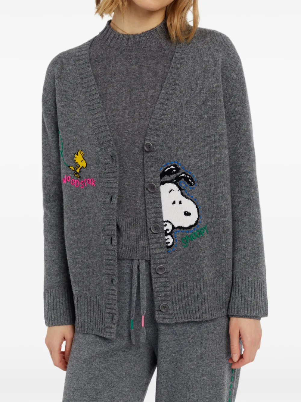 Chinti & Parker Vest met Snoopy-borduurwerk Grijs