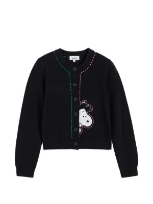 サイト S'YTE PEANUTS 23AW レターカーディガン Chinti & Parker Snoopy-intarsia patch-pocket Cardigan | Black