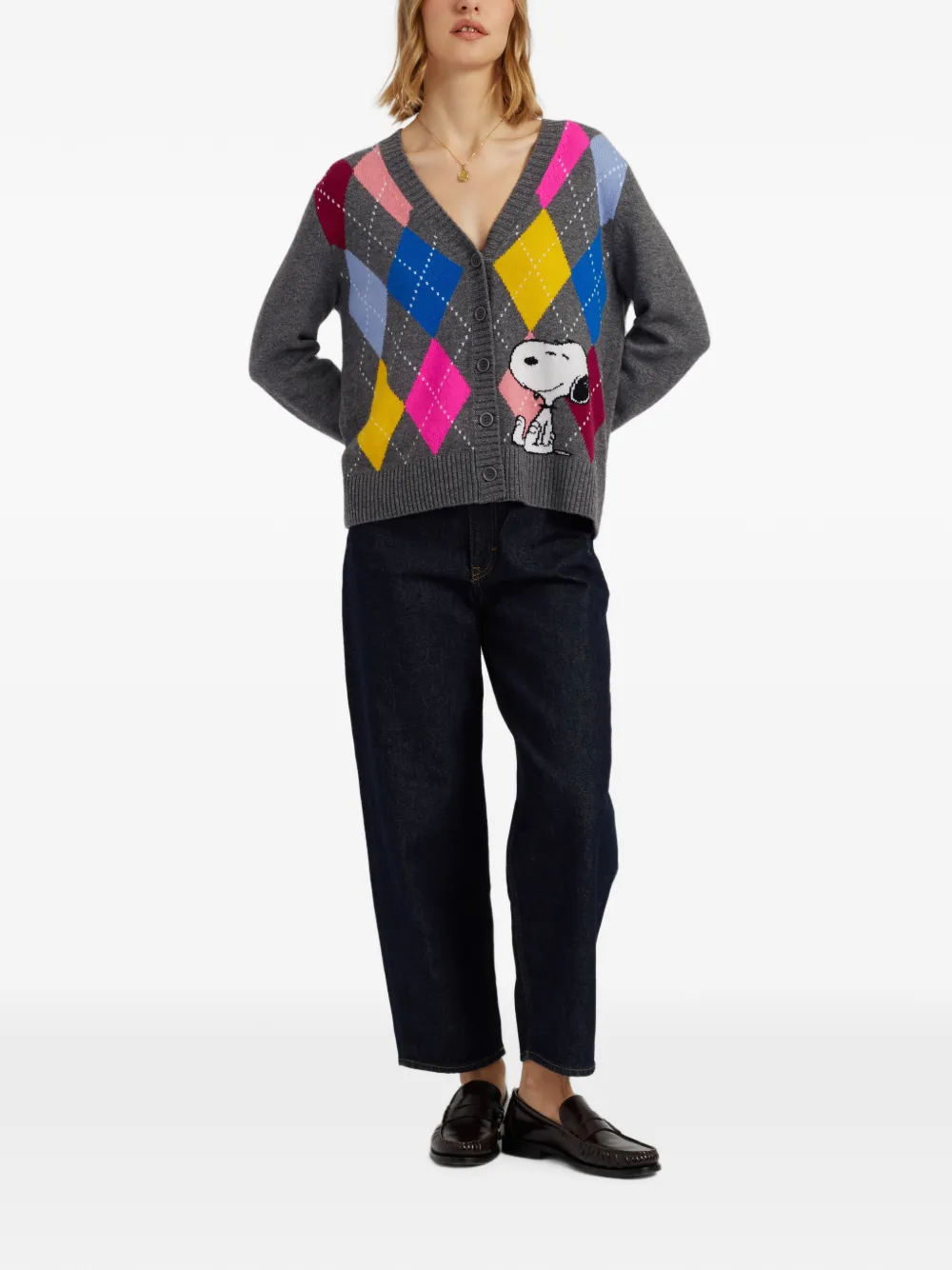Chinti & Parker Snoopy vest met argyle-patroon Grijs