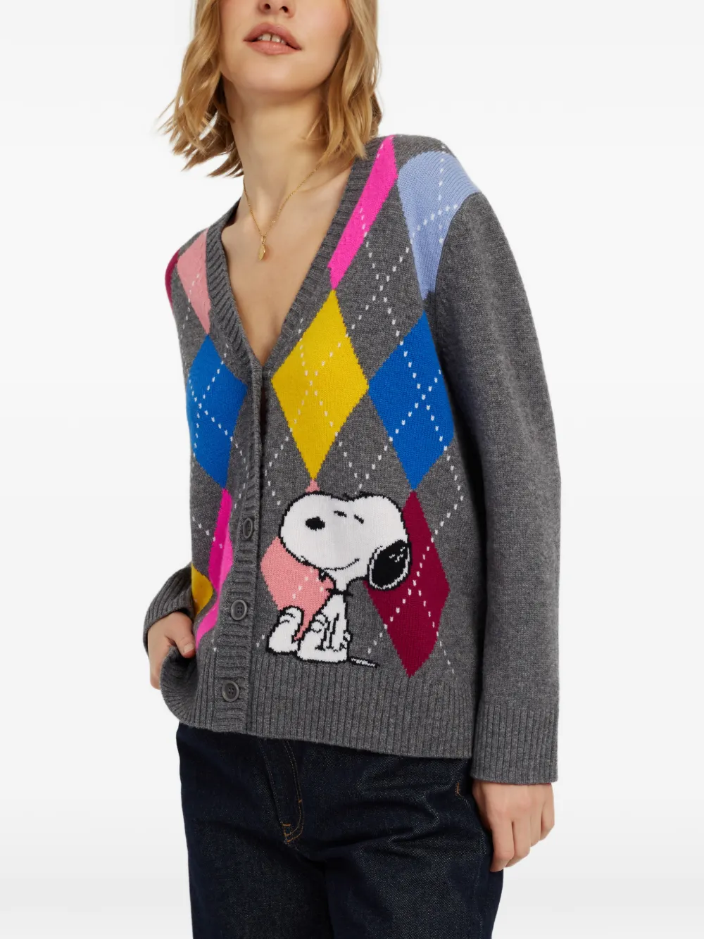 Chinti & Parker Snoopy vest met argyle-patroon Grijs