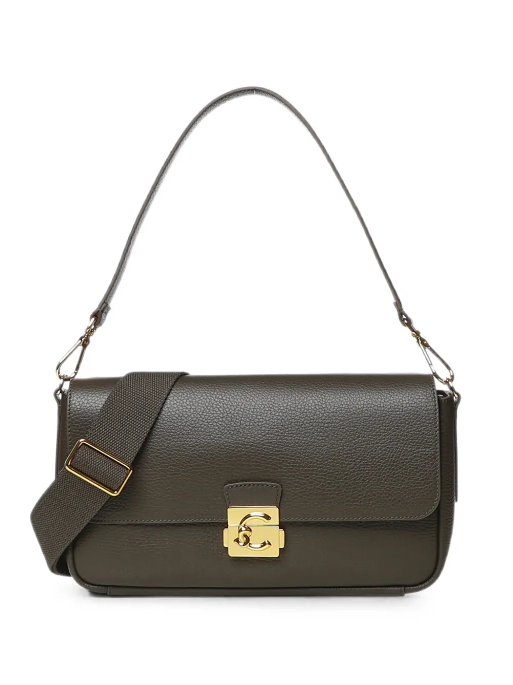Coccinelle logo-clasp leather shoulder bag - Verde