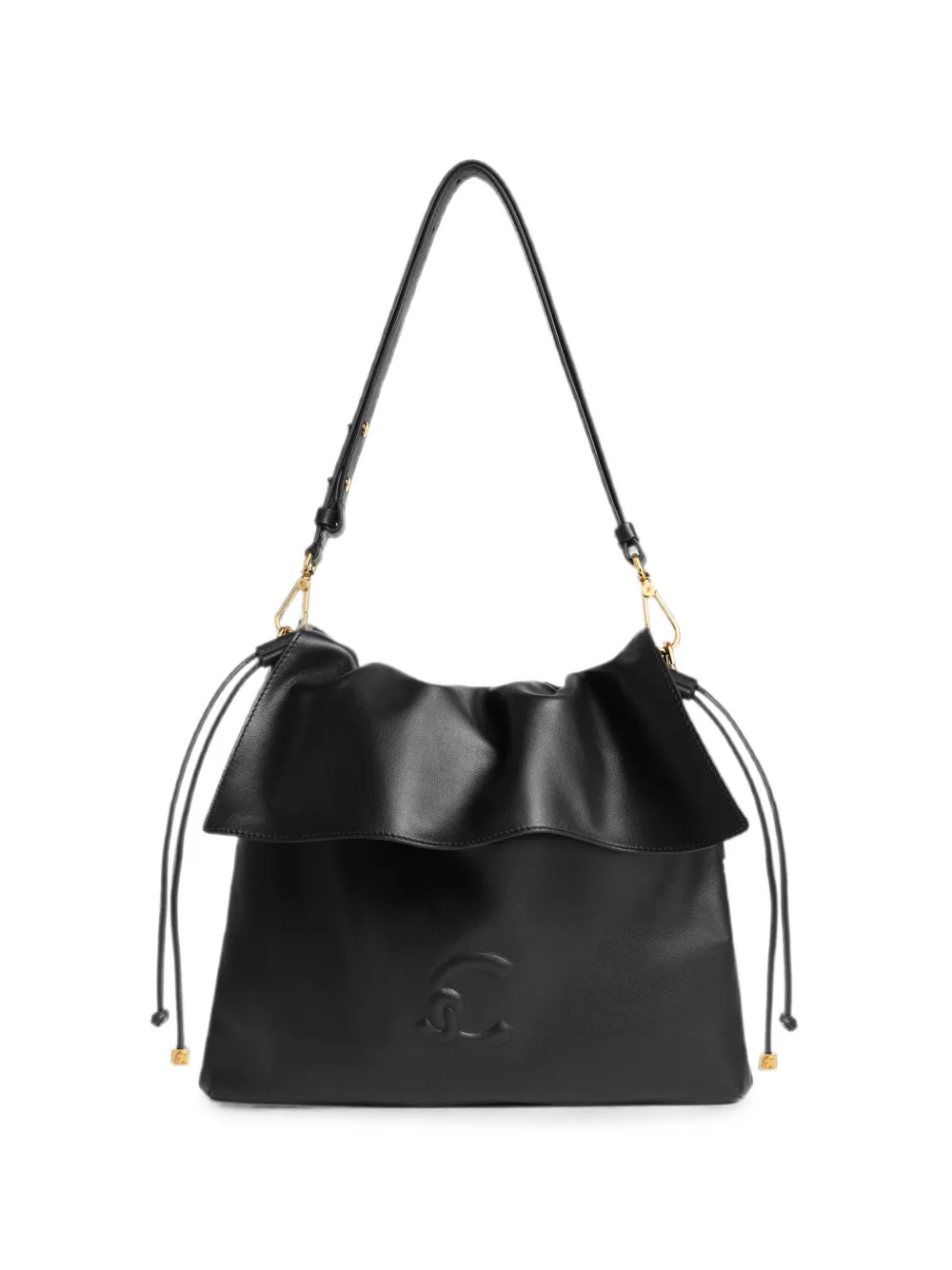 Coccinelle Lidia logo-embossed drawstring shoulder bag - Schwarz