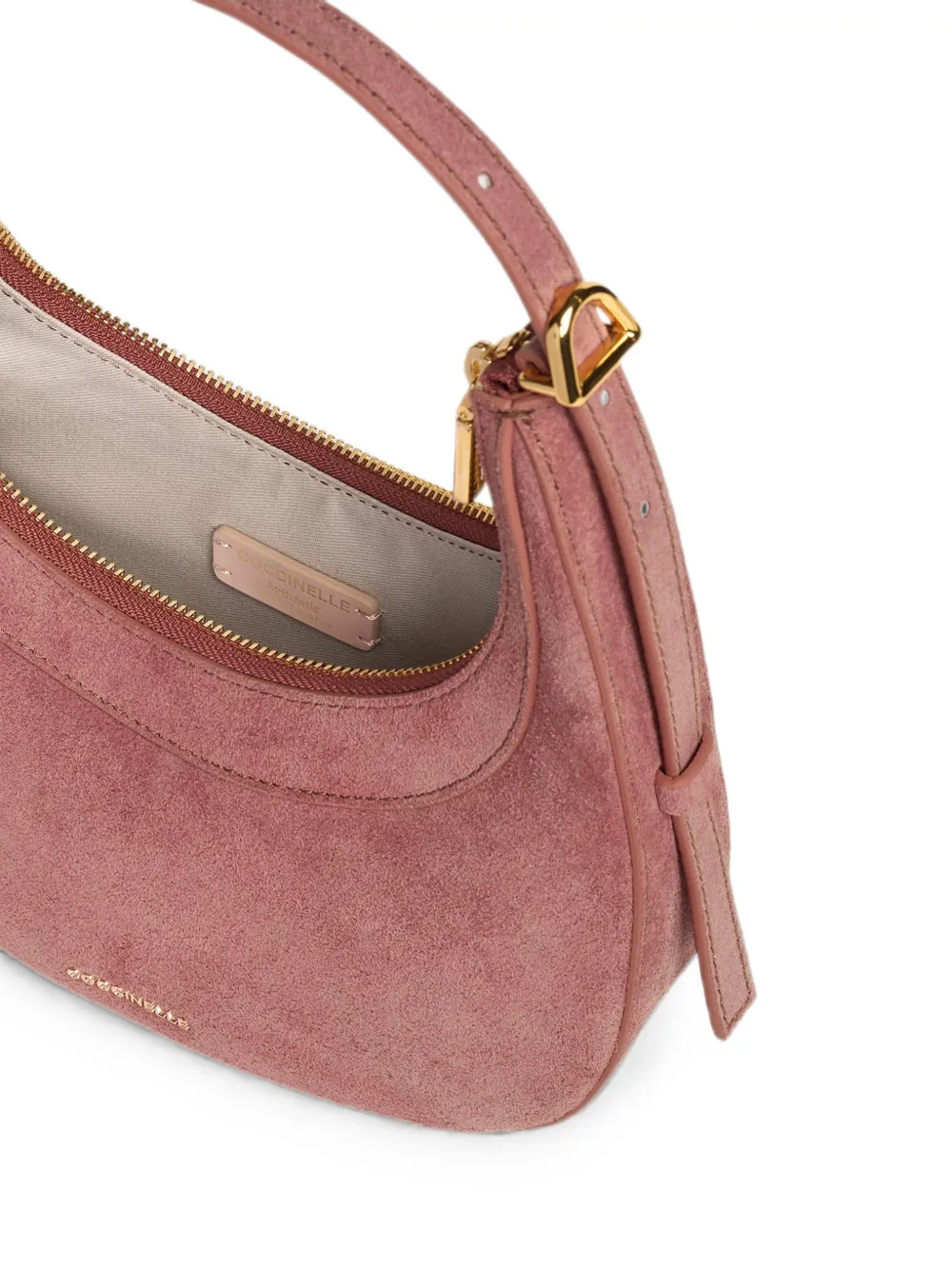 Coccinelle Whisper suède halvemaanvormige shopper Roze