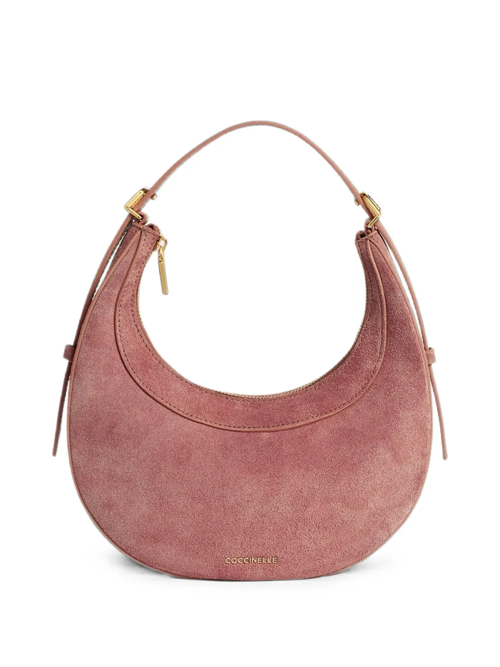 Coccinelle Whisper suede crescent tote bag - Pink
