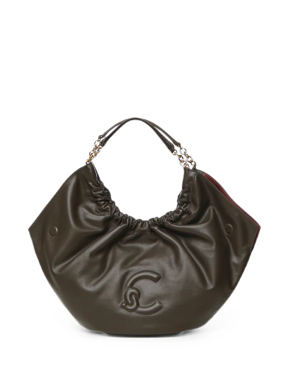 Coccinelle Medium Smash shopper met ruches en logo-reliëf Bruin