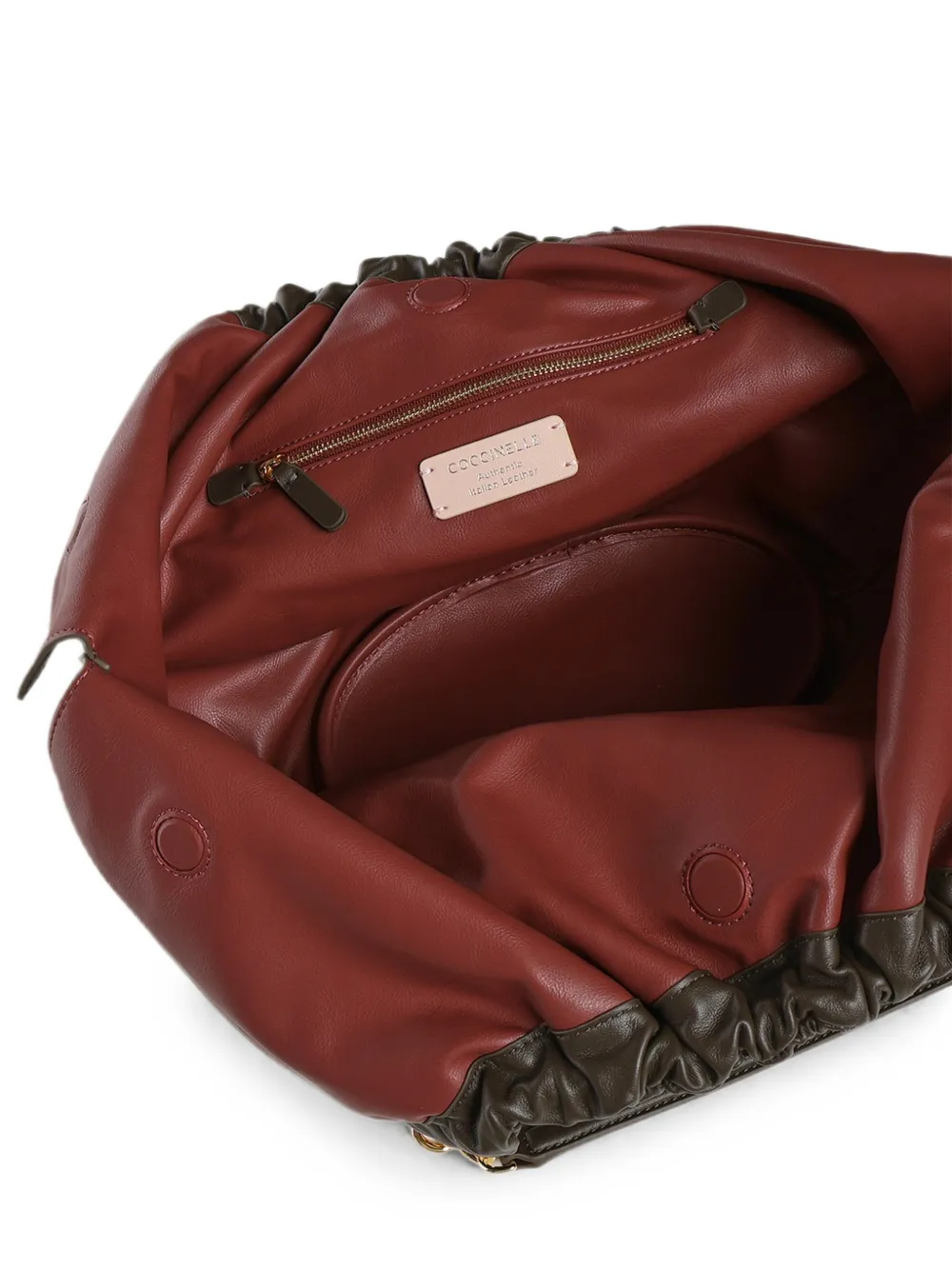 Coccinelle Medium Smash shopper met ruches en logo-reliëf Bruin