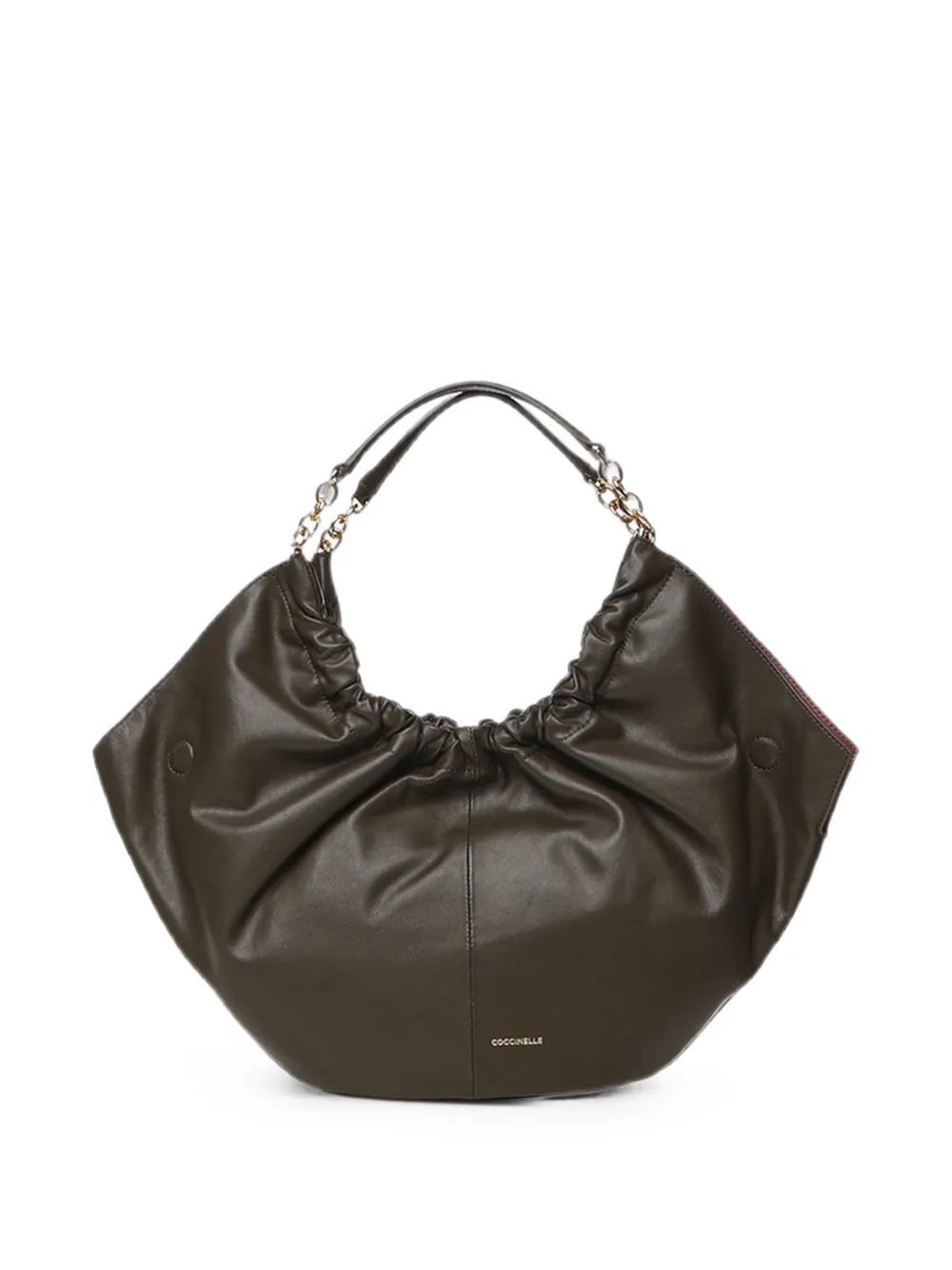 Coccinelle Medium Smash shopper met ruches en logo-reliëf Bruin
