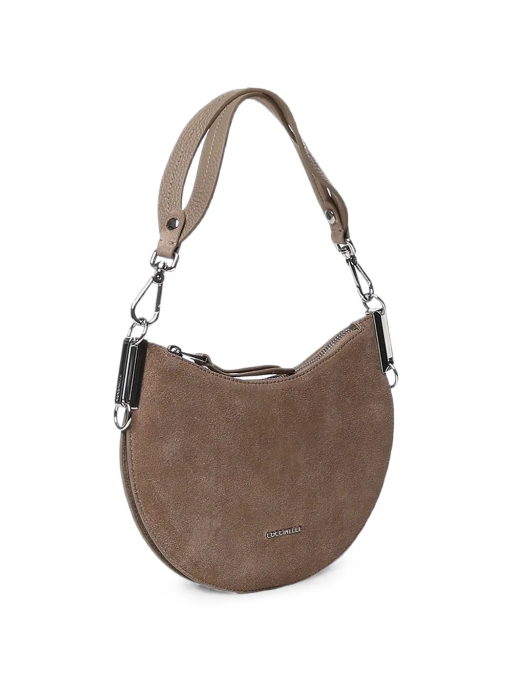 Coccinelle Kleine Crescent suède shopper Beige