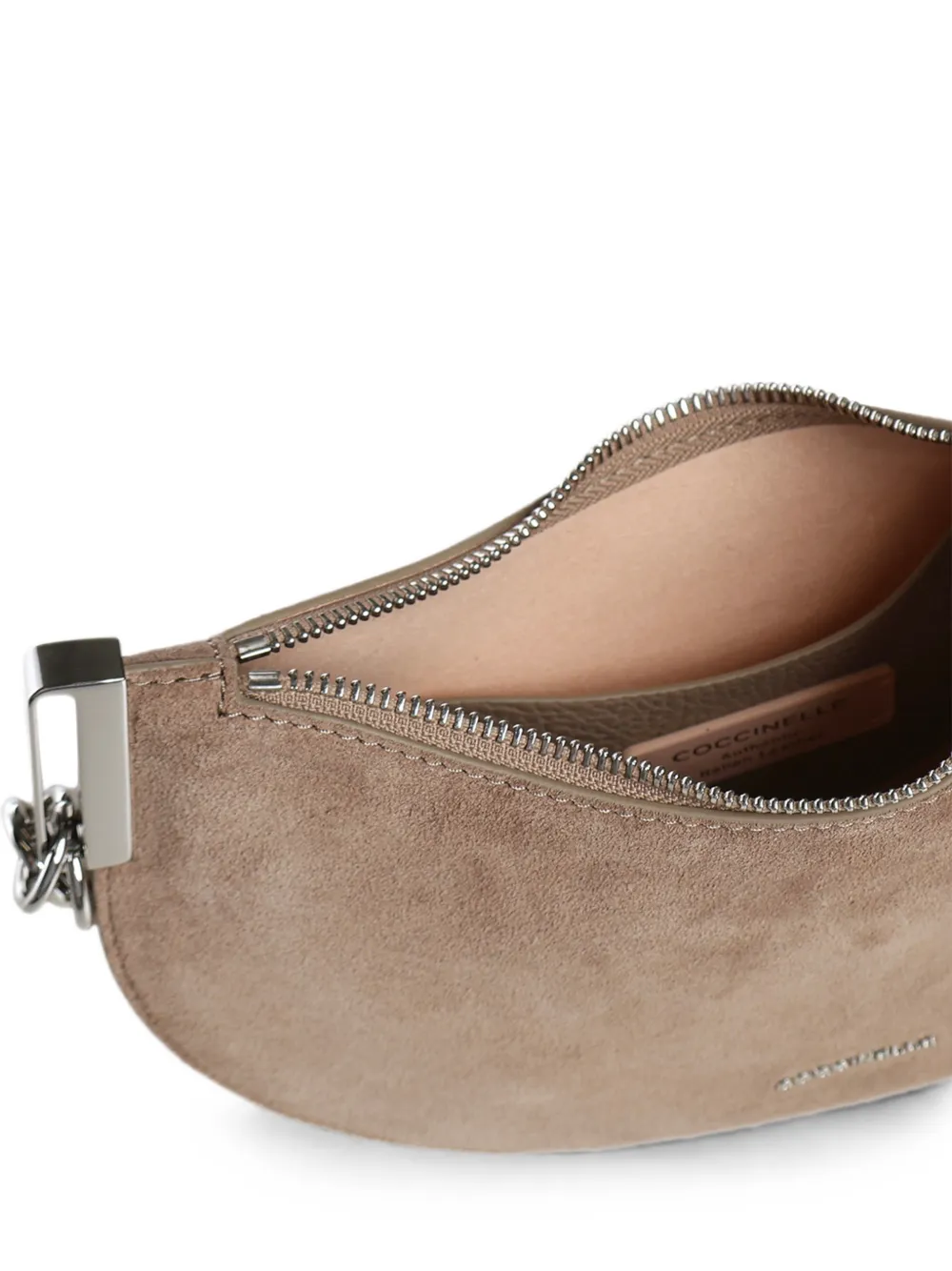Coccinelle Kleine Crescent suède shopper Beige