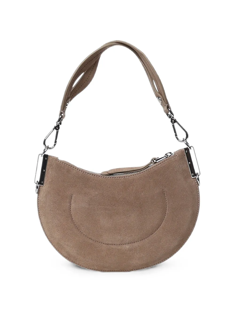 Coccinelle Kleine Crescent suède shopper Beige