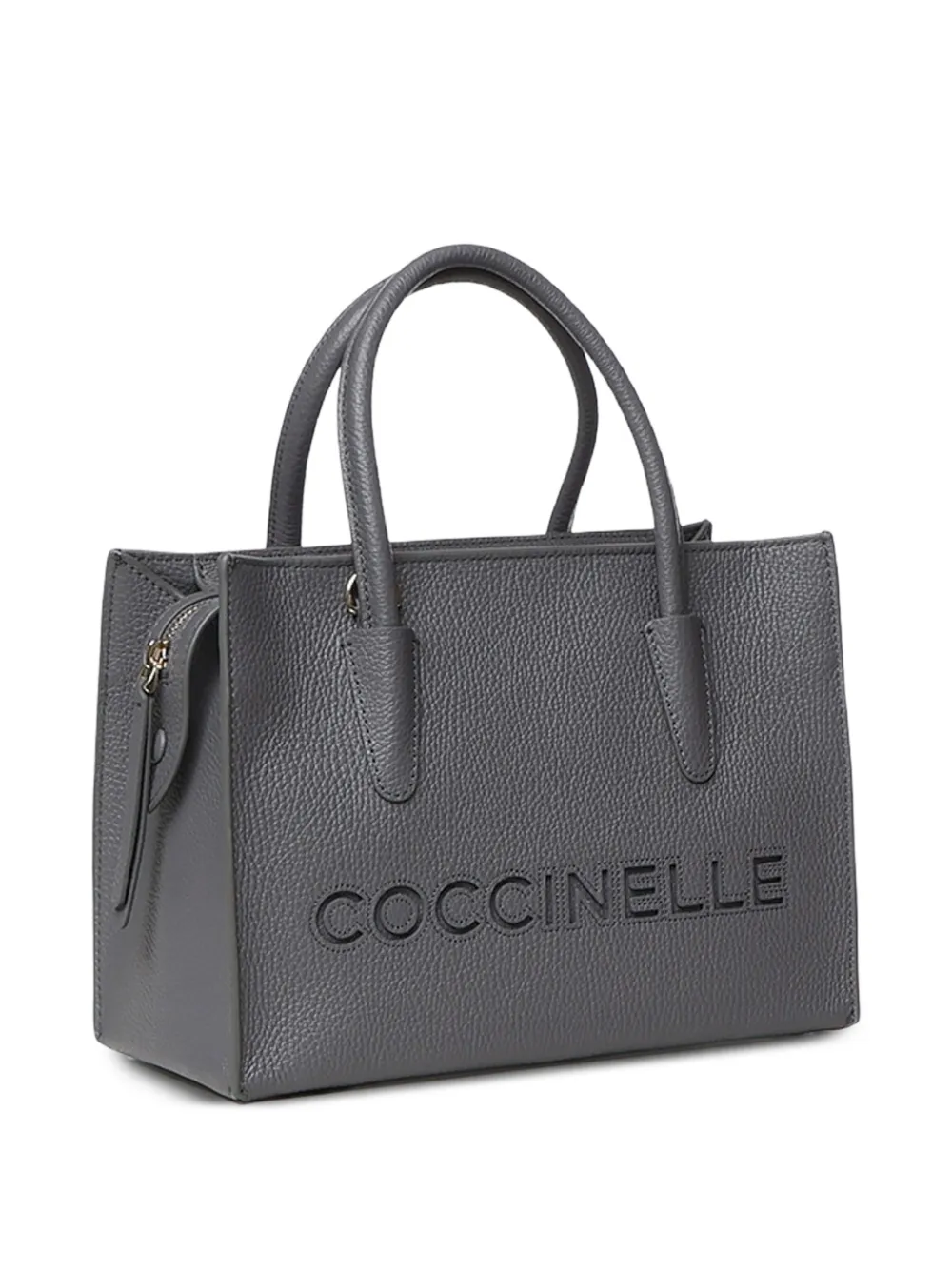 Coccinelle Leren shopper met logo-reliëf Grijs