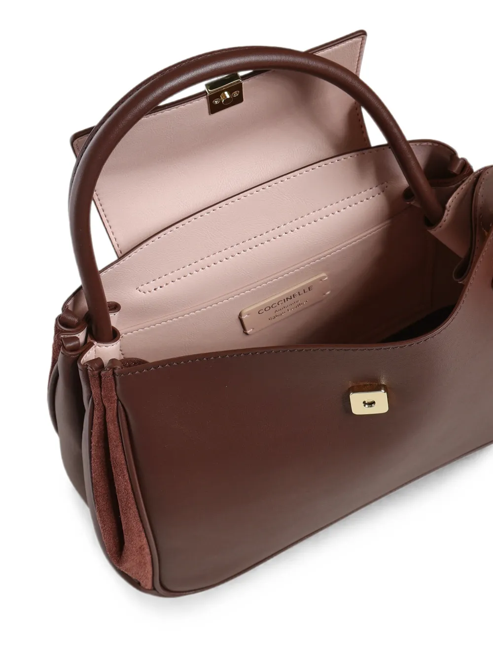Coccinelle Leren shopper met suède vlakken Bruin