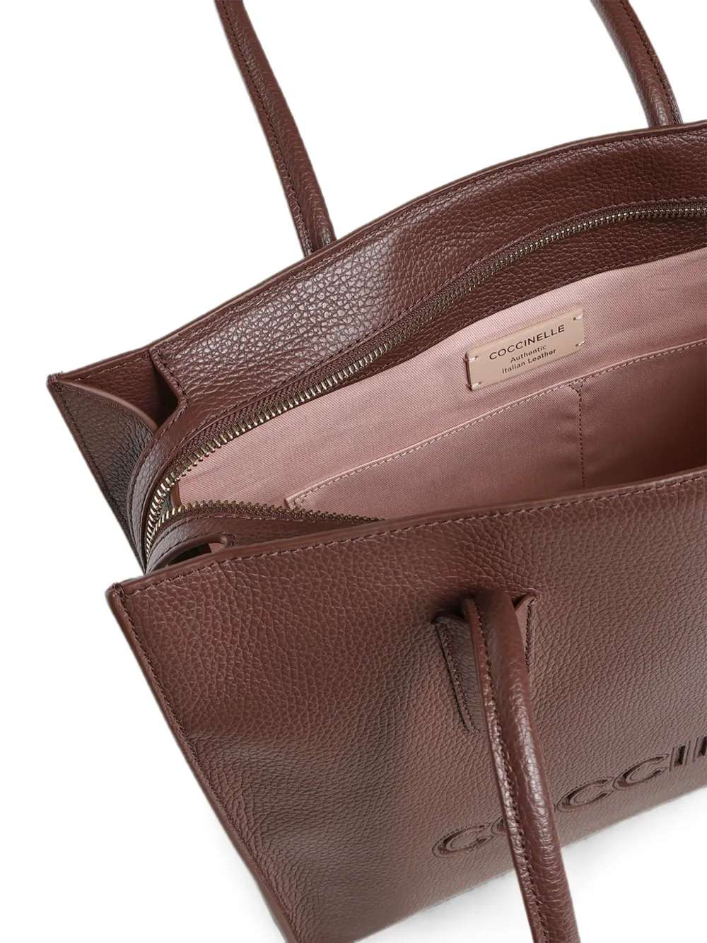 Coccinelle Medium Myrtha26 leren shopper met logo-reliëf Bruin