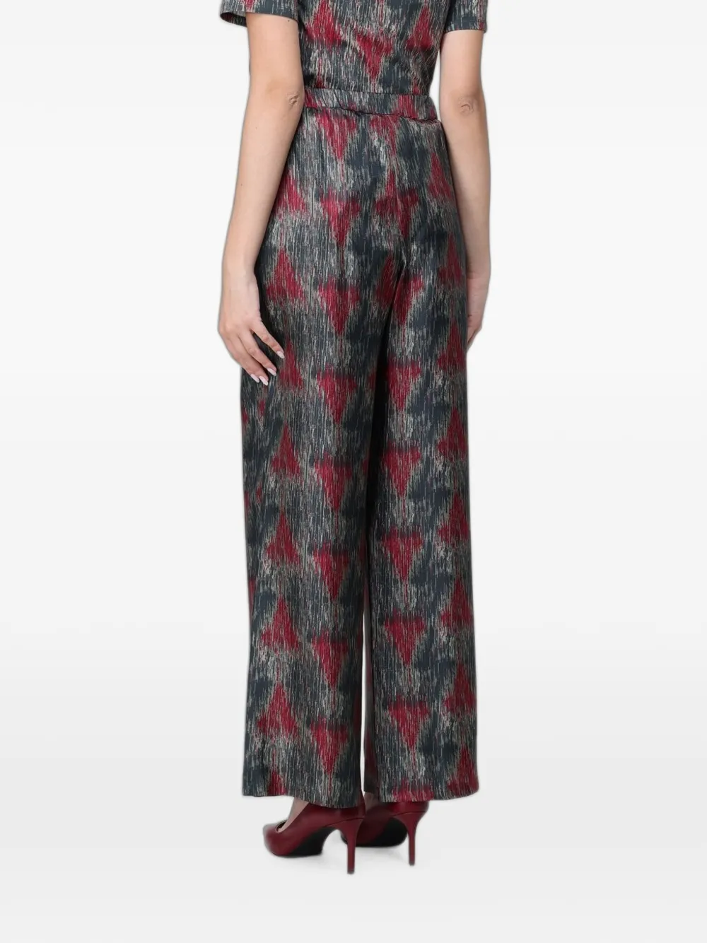 Max Mara Piovra zijden palazzo broek met print Grijs