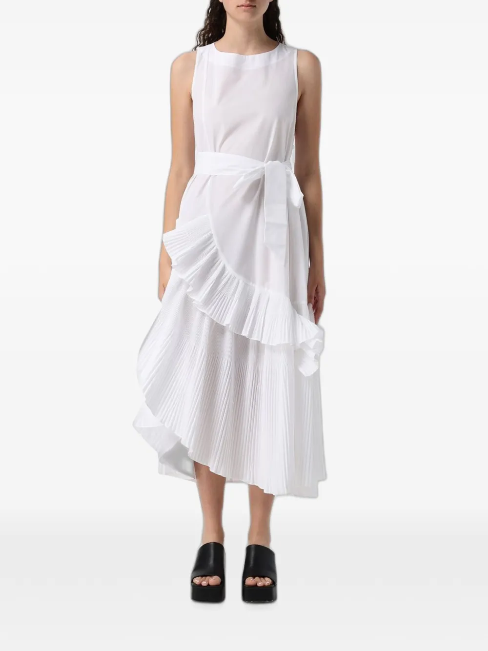 MeimeiJ asymmetric pleated-trim asymmetric dress - White