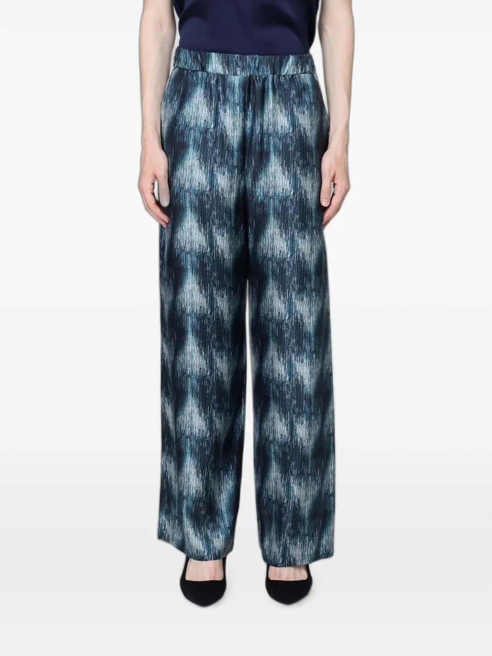 Max Mara printed silk palazzo pants - Blue