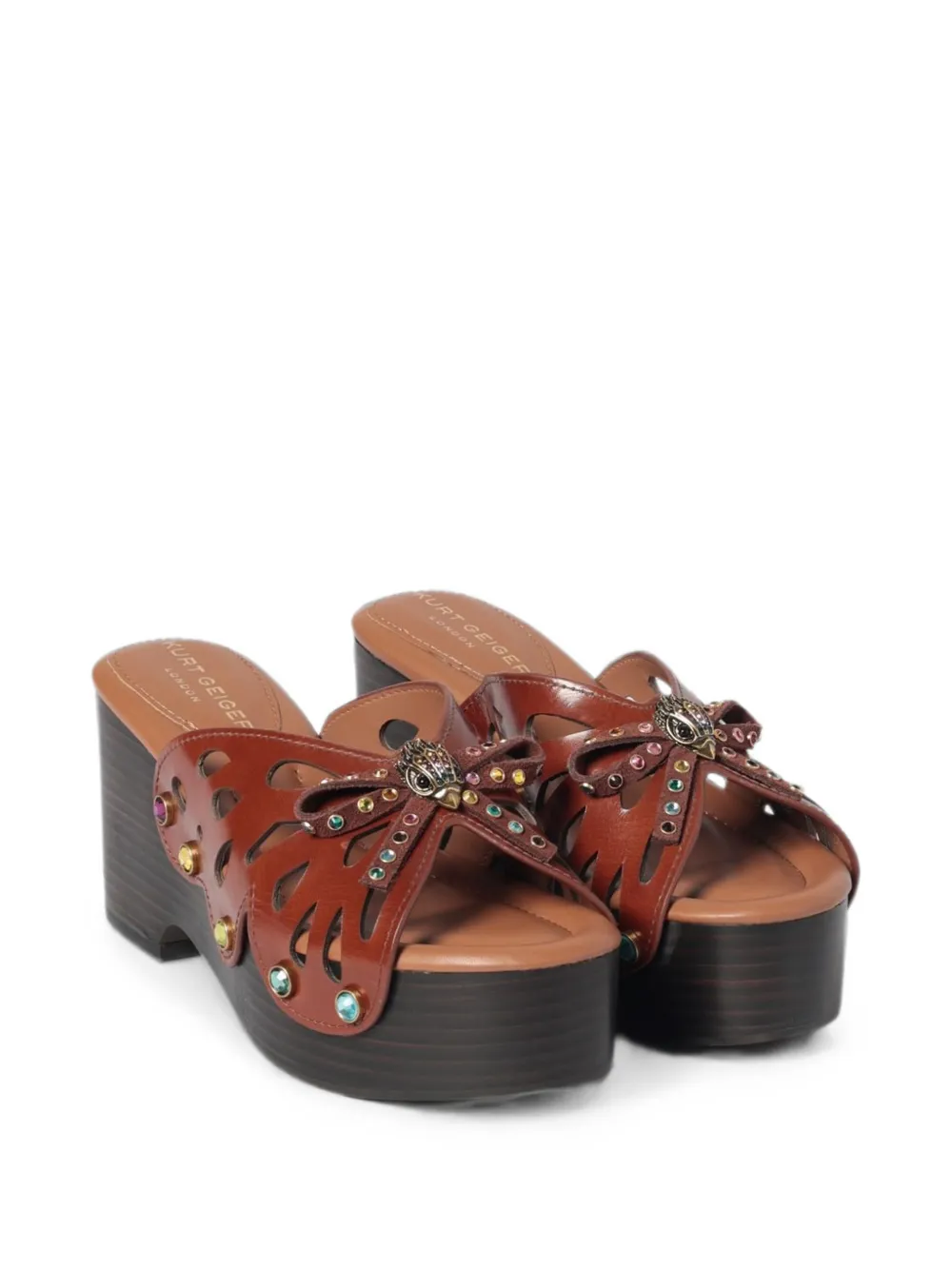 Kurt Geiger London cut-out embellished leather sandals Bruin