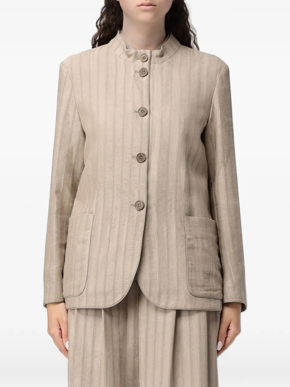 Emporio Armani Blazer doppiopetto a righe - Toni neutri