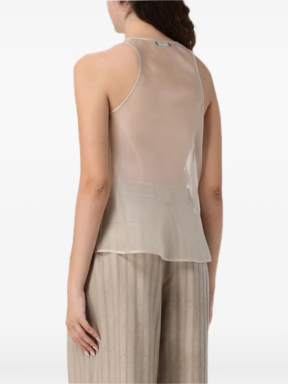 Emporio Armani Tulen blouse met macramé-inzetstuk Beige