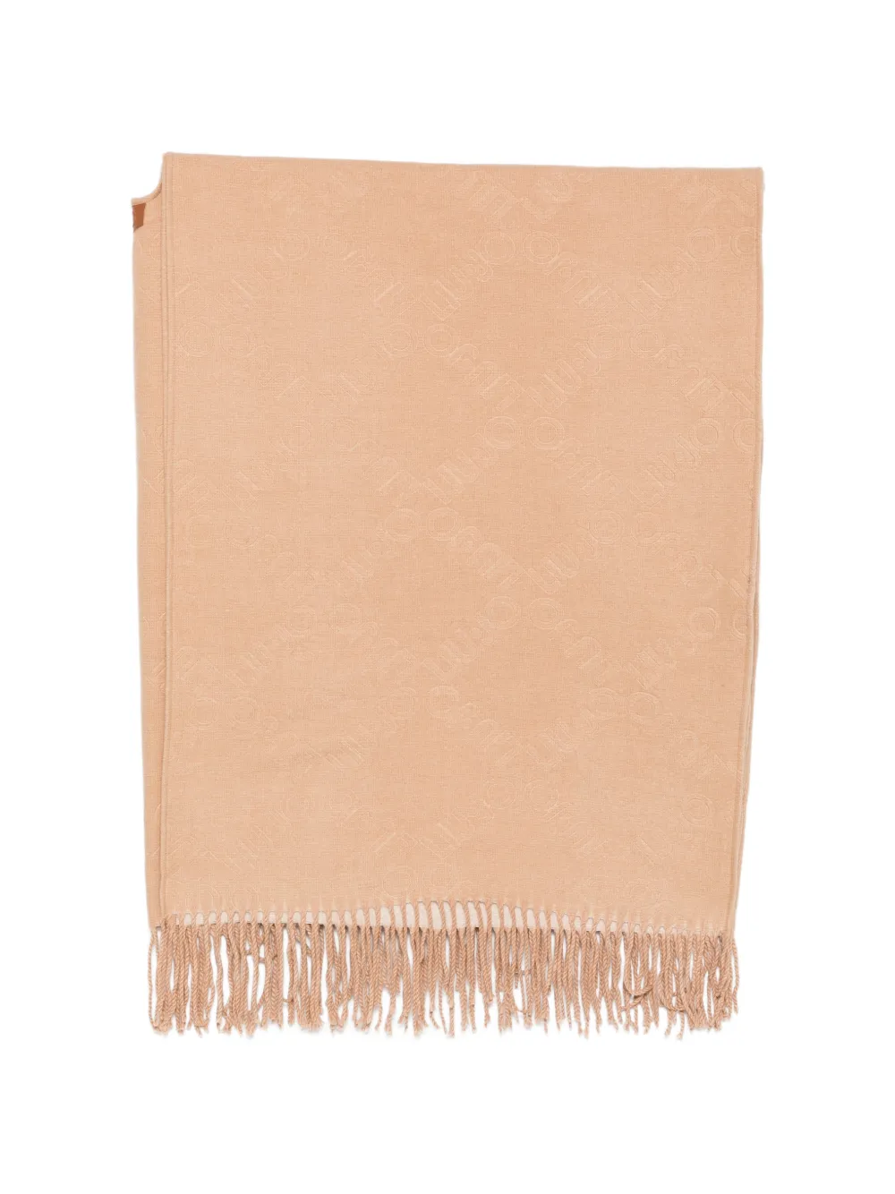 LIU JO logo-jacquard fringed scarf - Toni neutri