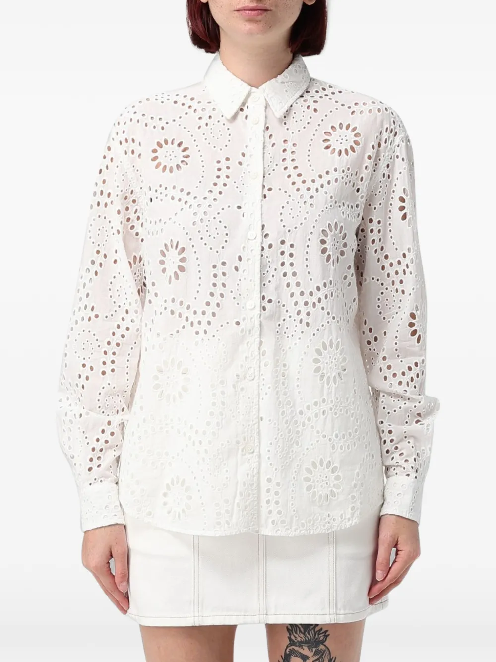 MC2 Saint Barth Broderie anglaise shirt Wit