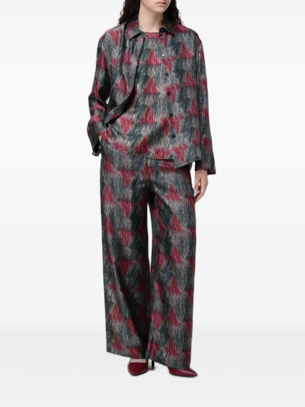 Max Mara linen ikat-print shirt - Grau