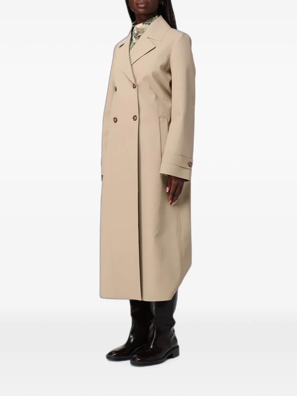 Max Mara Trenchcoat met dubbele rij knopen en ceintuur Beige