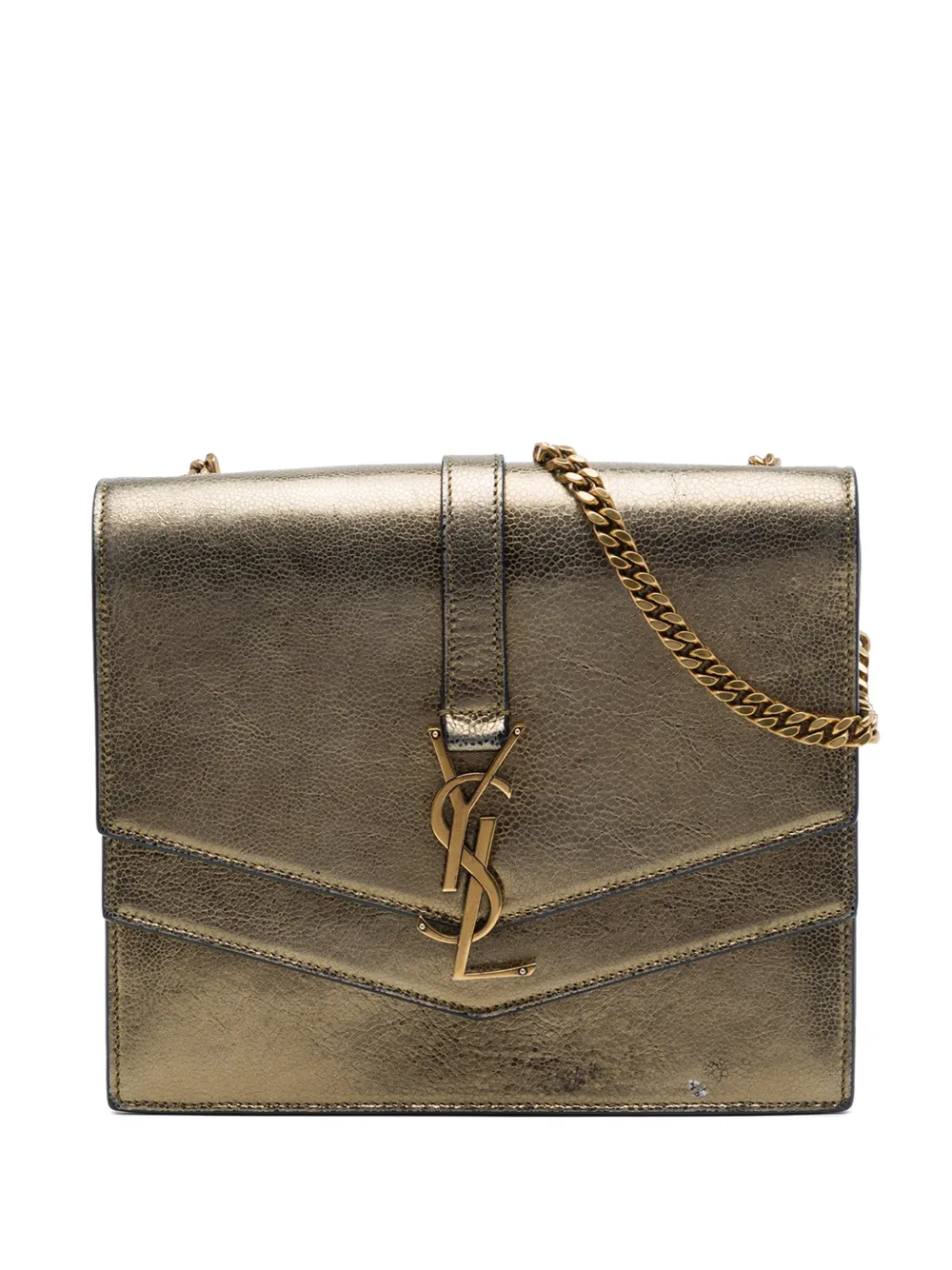 Saint Laurent Pre-Owned 2018 Medium Metallic Leather Monogram Sulpice crossbody bag - Marrone