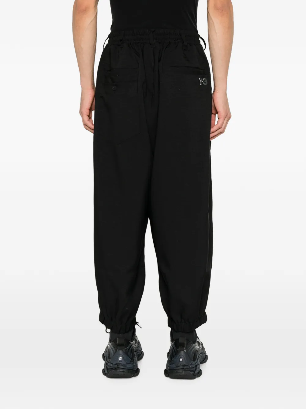 Y-3 Broek met elastische manchetten en trekkoord Zwart