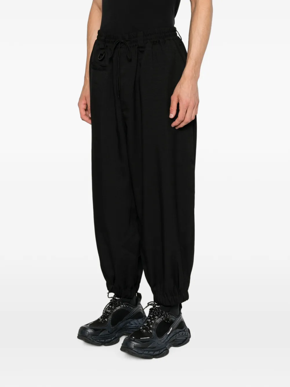 Y-3 Broek met elastische manchetten en trekkoord Zwart