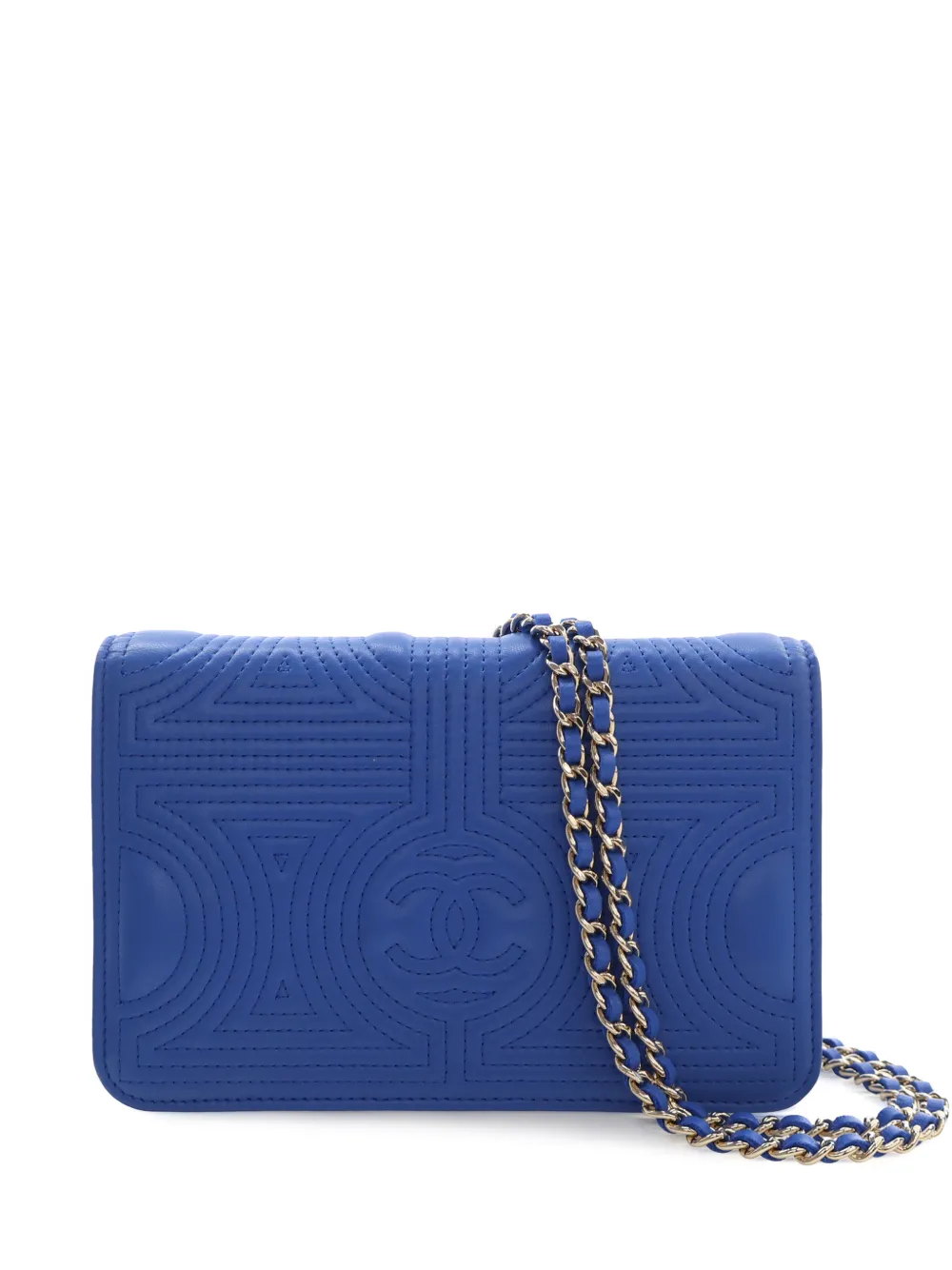 CHANEL Pre-Owned 2016-2017 Quilted Lambskin Korean Garden Wallet on Chain crossbody bag - Blau
