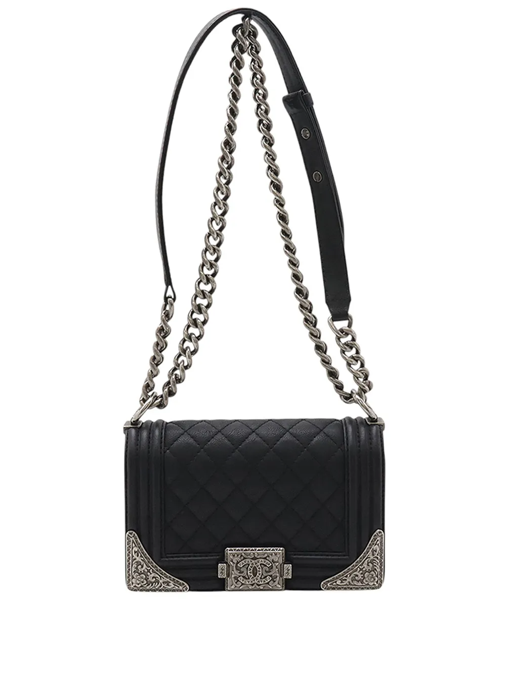 CHANEL Pre-Owned 2014 Paris Dallas Small Quilted Calfskin Cowboy Boy Flap crossbody bag - Nero