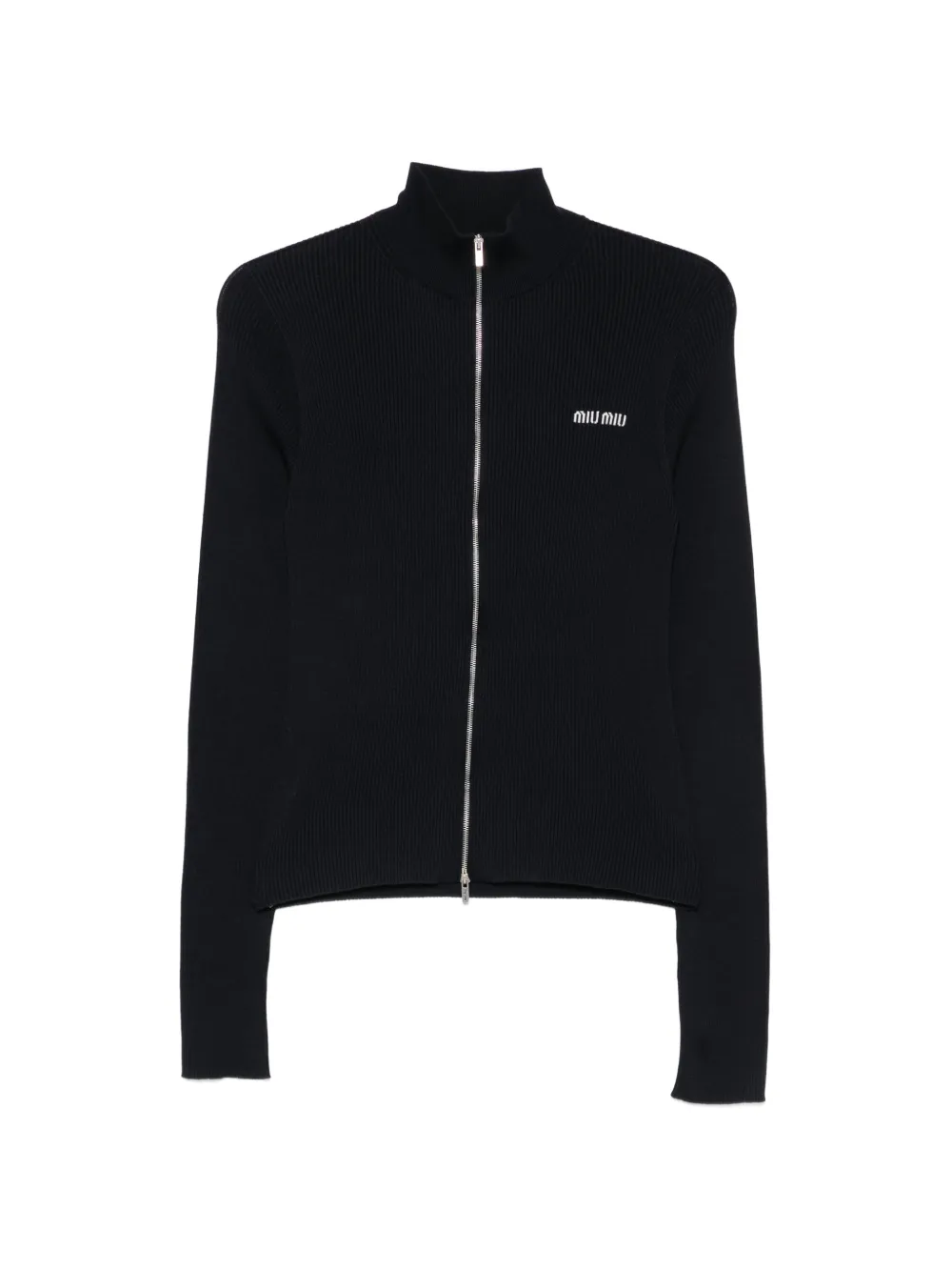 Miu Miu ribbed zip-up cardigan - Blu