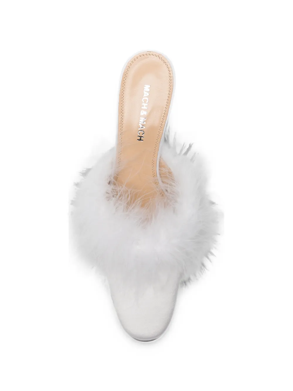 MACH & MACH Carolyn B feather-trim square-toe mules Wit