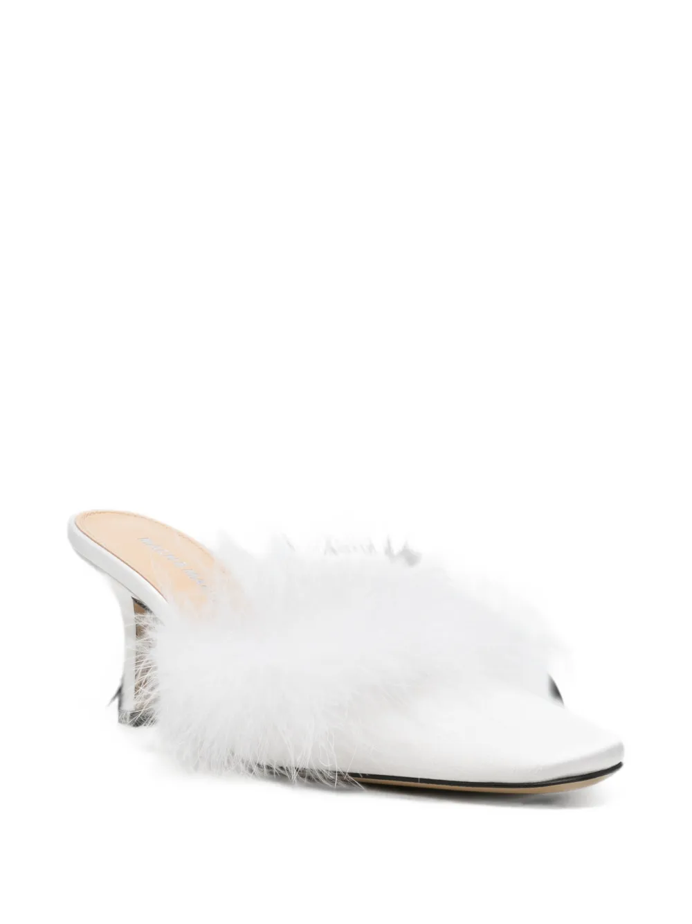 MACH & MACH Carolyn B feather-trim square-toe mules Wit