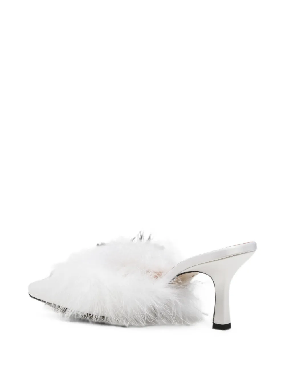 MACH & MACH Carolyn B feather-trim square-toe mules Wit