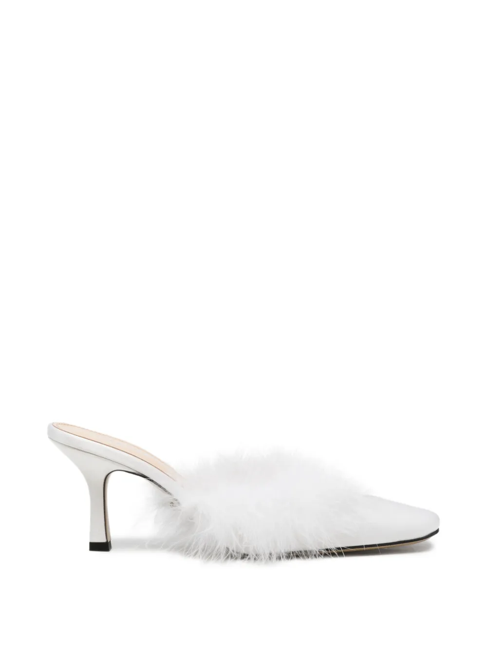 MACH & MACH Carolyn B feather-trim square-toe mules Wit